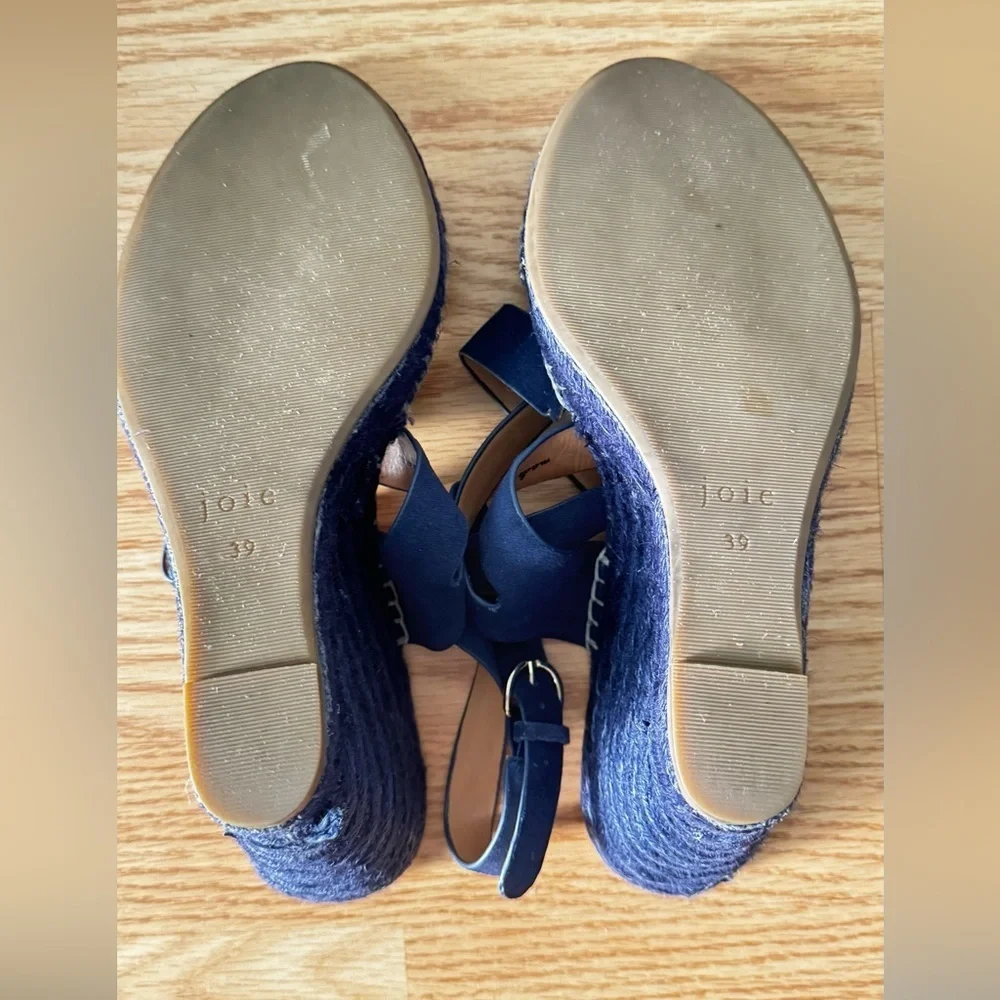 Joie Kaelyn Espadrille Wedge Ankle Strap Open Toe Blue cloud straps Sandal 39